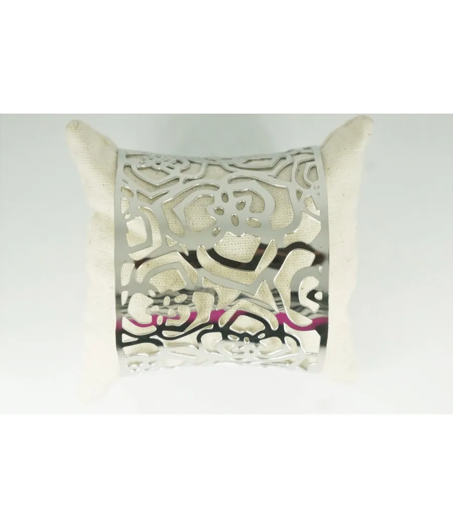 SANTAIA MANCHETTE "FLEURS" ACIER INOXYDABLE ARGENTE DECOUPE LASER