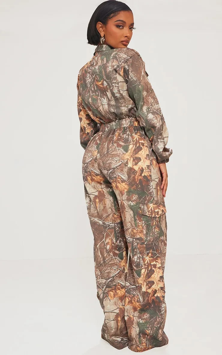 Shape Combinaison kaki imprimé camouflage à taille élastique