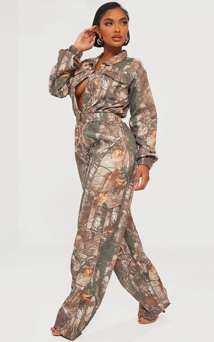 Shape Combinaison kaki imprimé camouflage à taille élastique