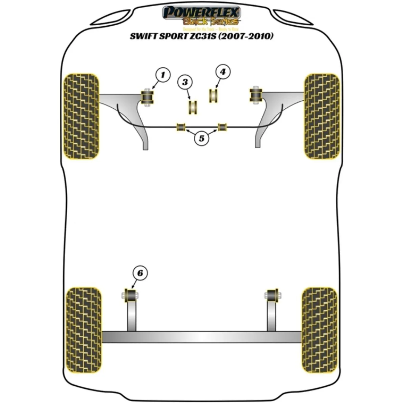 Silent blocs POWERFLEX Black Series pour SUZUKI Swift Sport 1.6 125CV Barre anti-roulis avant 21mm n°5