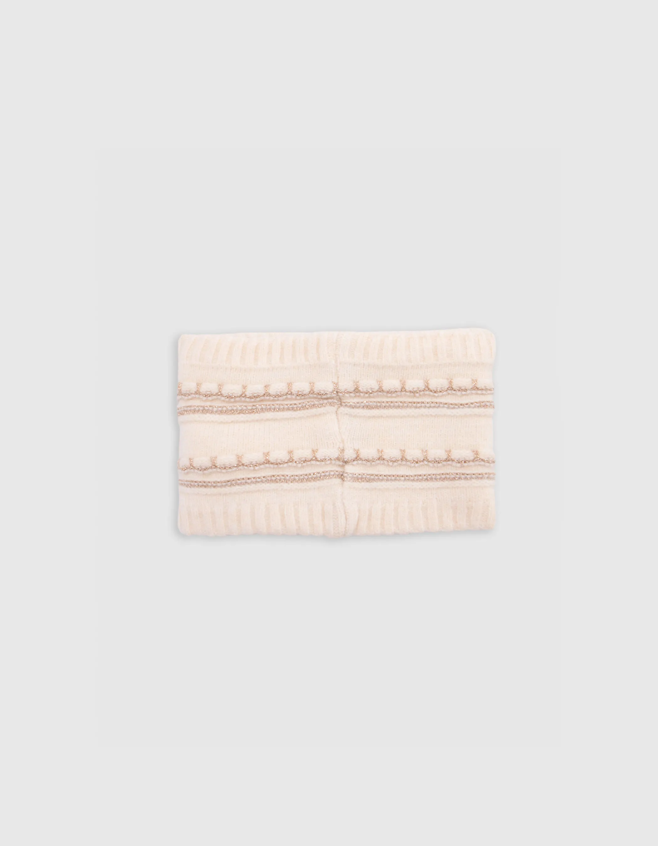 Snood écru tricot fourré rayures lurex bébé fille