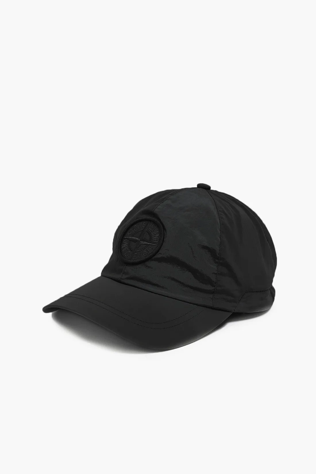 Stone island 99576 nylon logo cap v0029 Nero - GRADUATE STORE