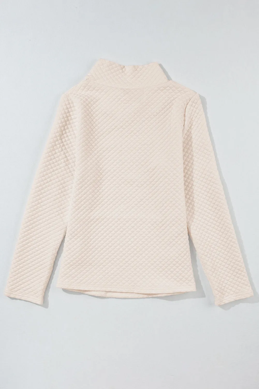 Sweat-shirt matelassé à col montant et poche kangourou abricot