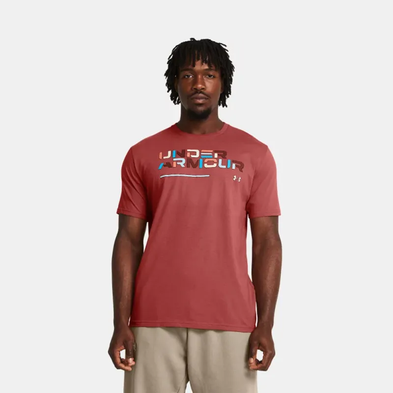 T-SHIRT MANCHES COURTES ROUGE UNDER ARMOUR AVEC LOGO