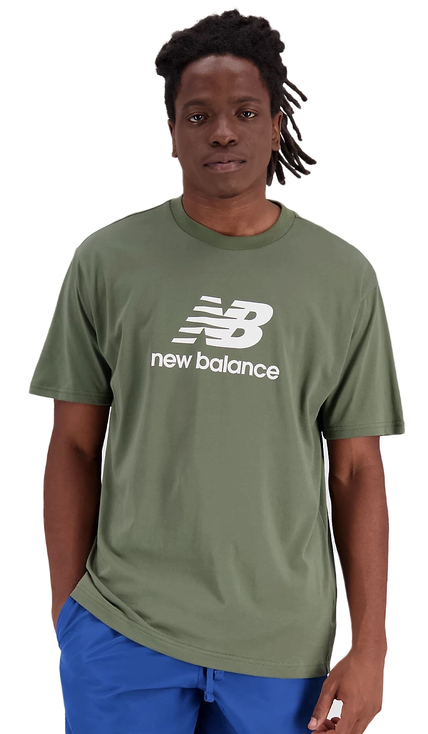 T-Shirt New Balance Homme Essentials Stacked Logo Cotton Deep Olive Green