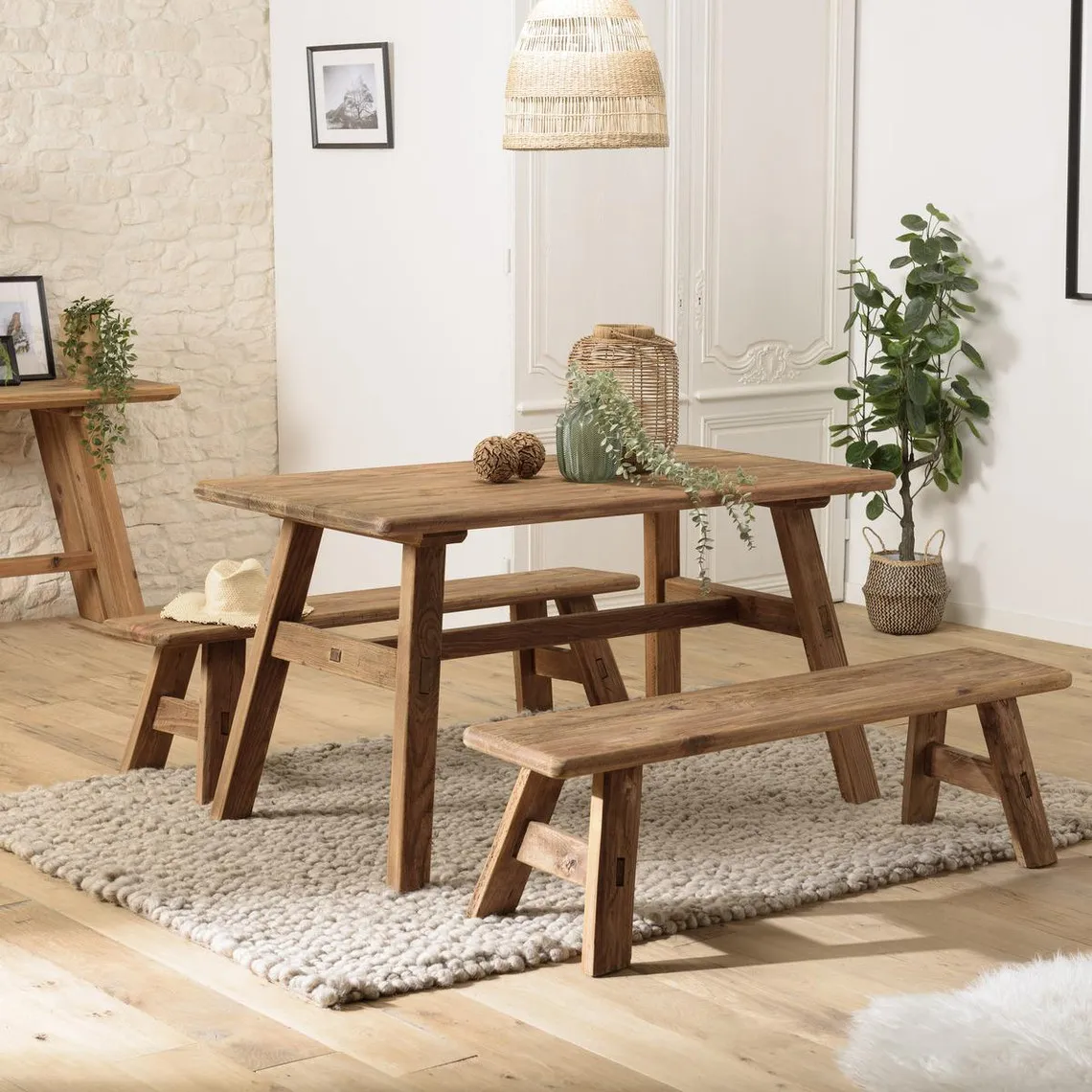 Table à manger bois Pin recyclé  | 3 Suisses