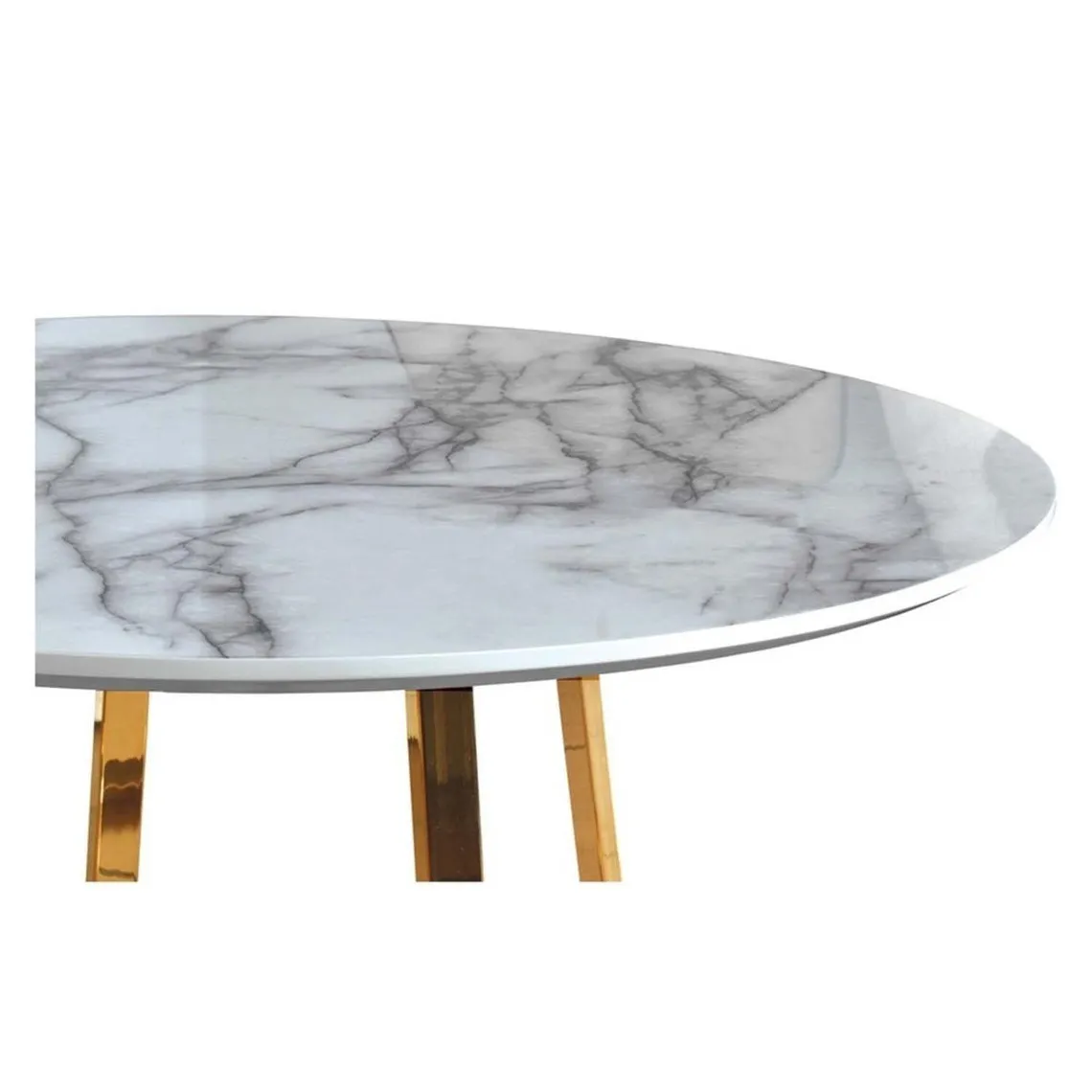 Table Basse aspect Marbre et piètement Doré | 3 Suisses