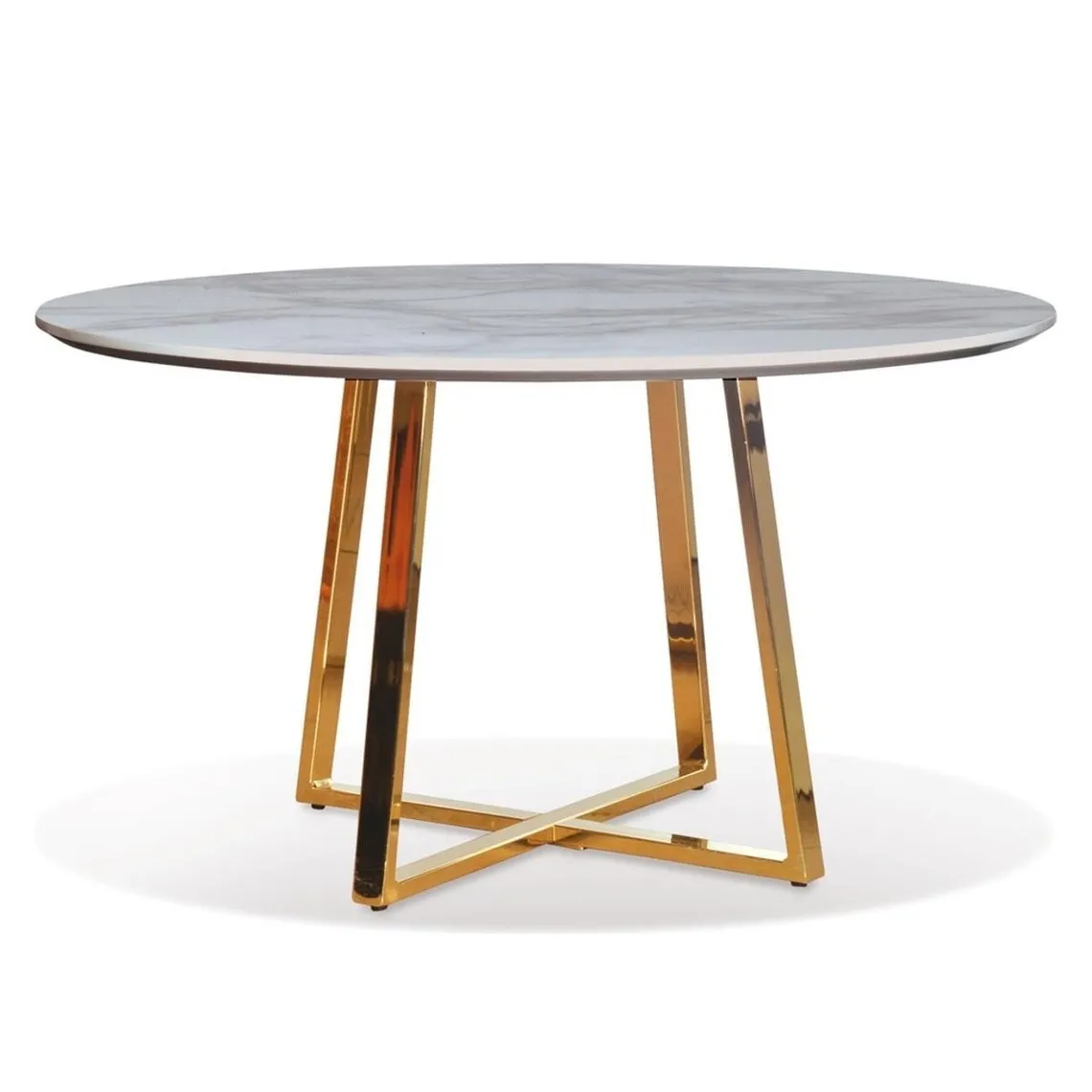 Table Basse aspect Marbre et piètement Doré | 3 Suisses