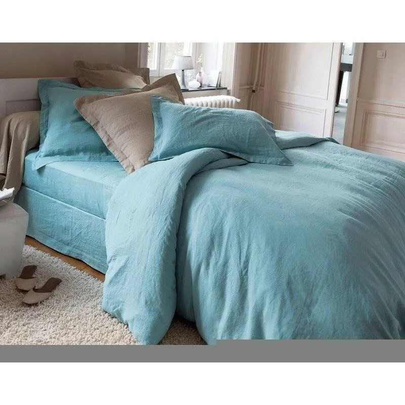 Taie d'oreiller LIN LAVE UNI 50x70 bleu aqua | 3 Suisses