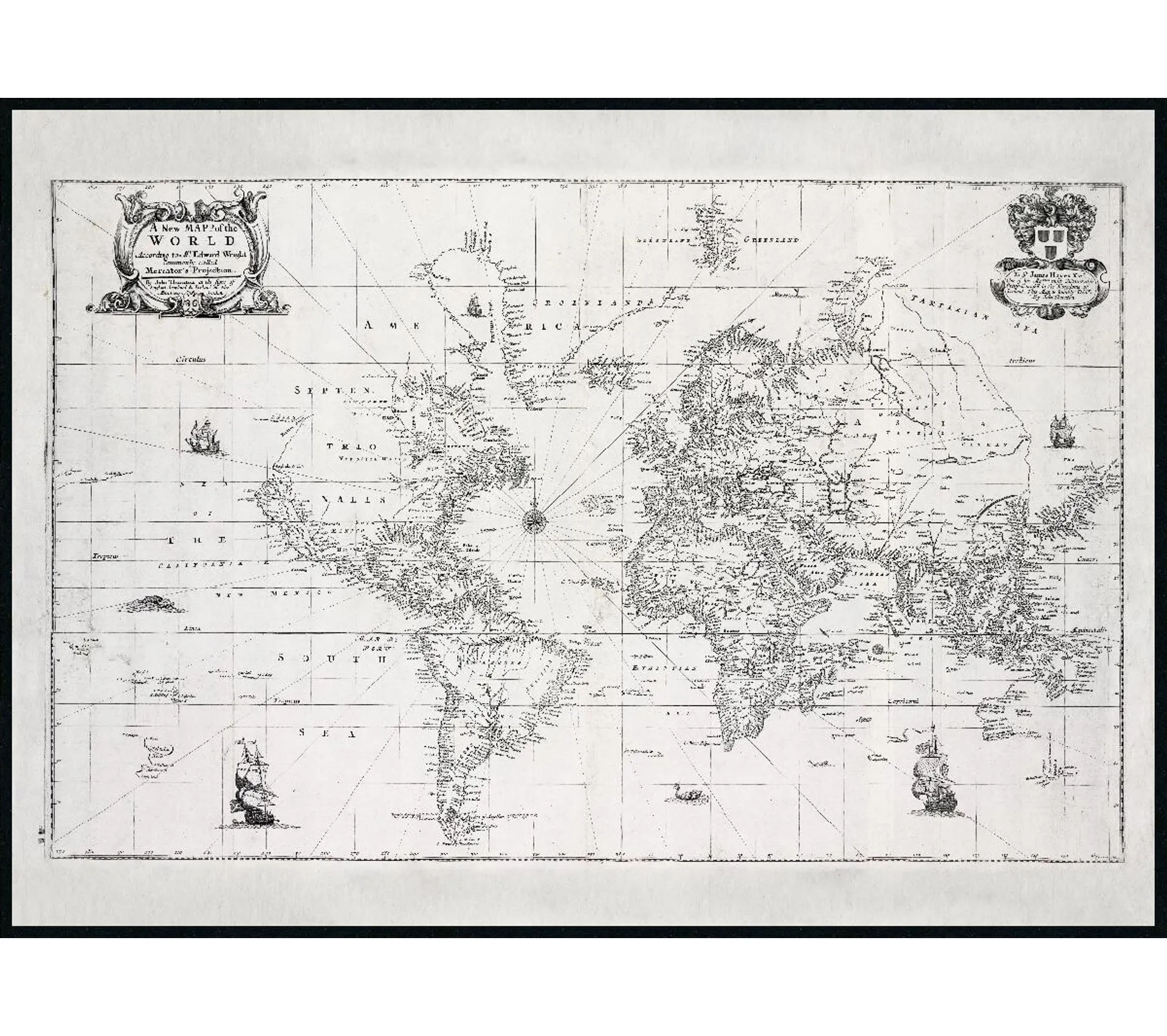 Toile 50x70 cm CARTE VINTAGE Lario noir