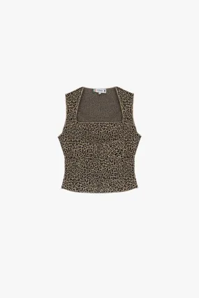 Top imprimé animalier à encolure carrée