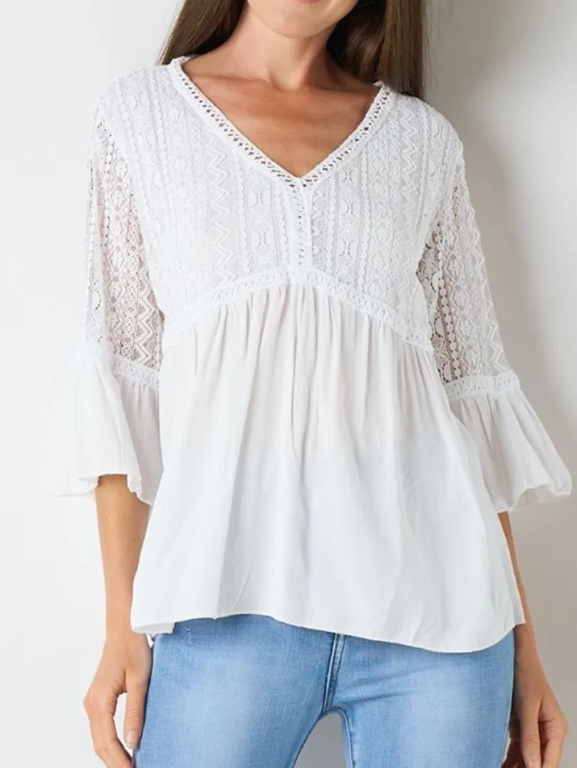 Tunique avec dos à dentelle transparente