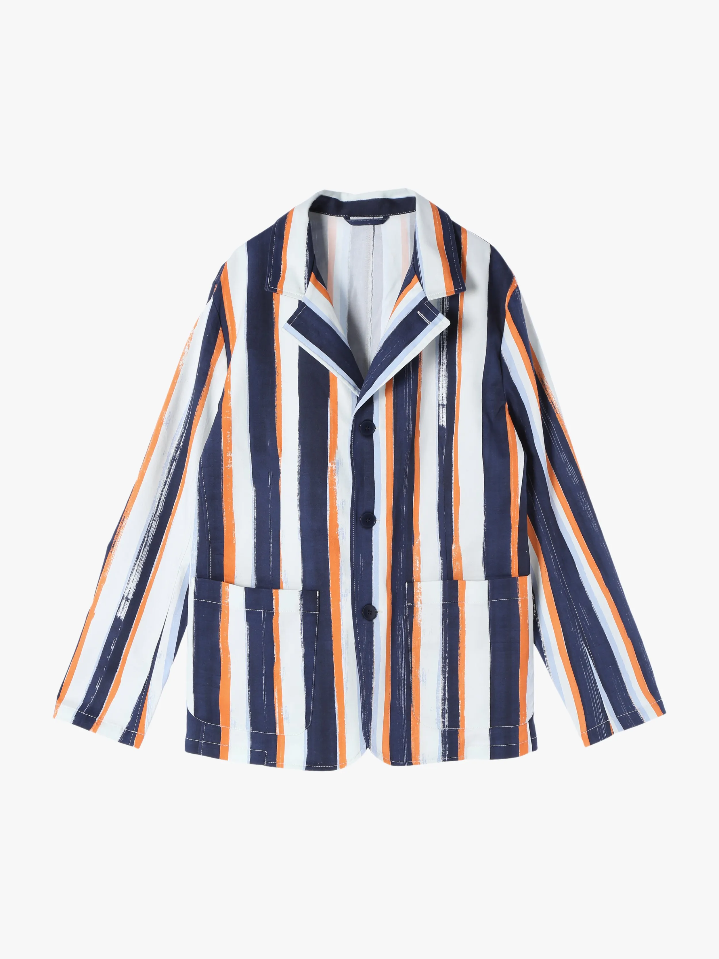 veste Camisa en coton à rayures bleu