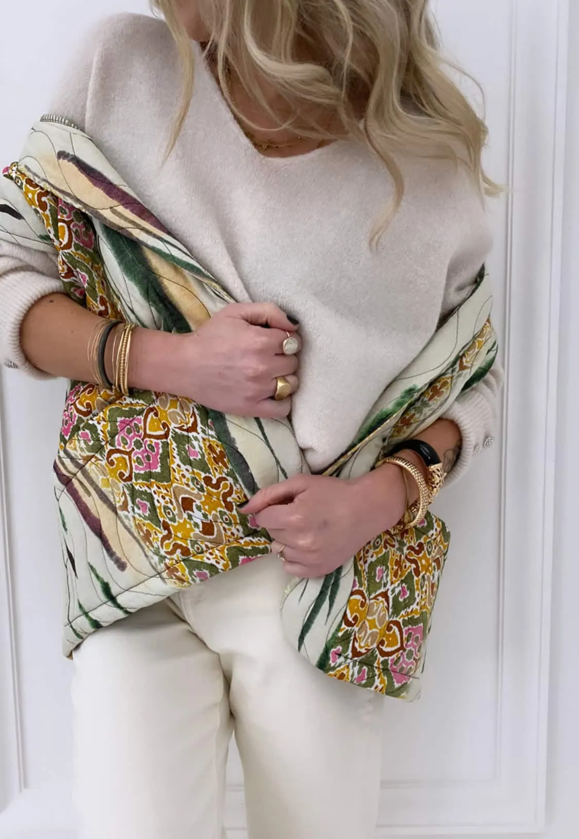 Veste à motifs verts matelassée sans manches