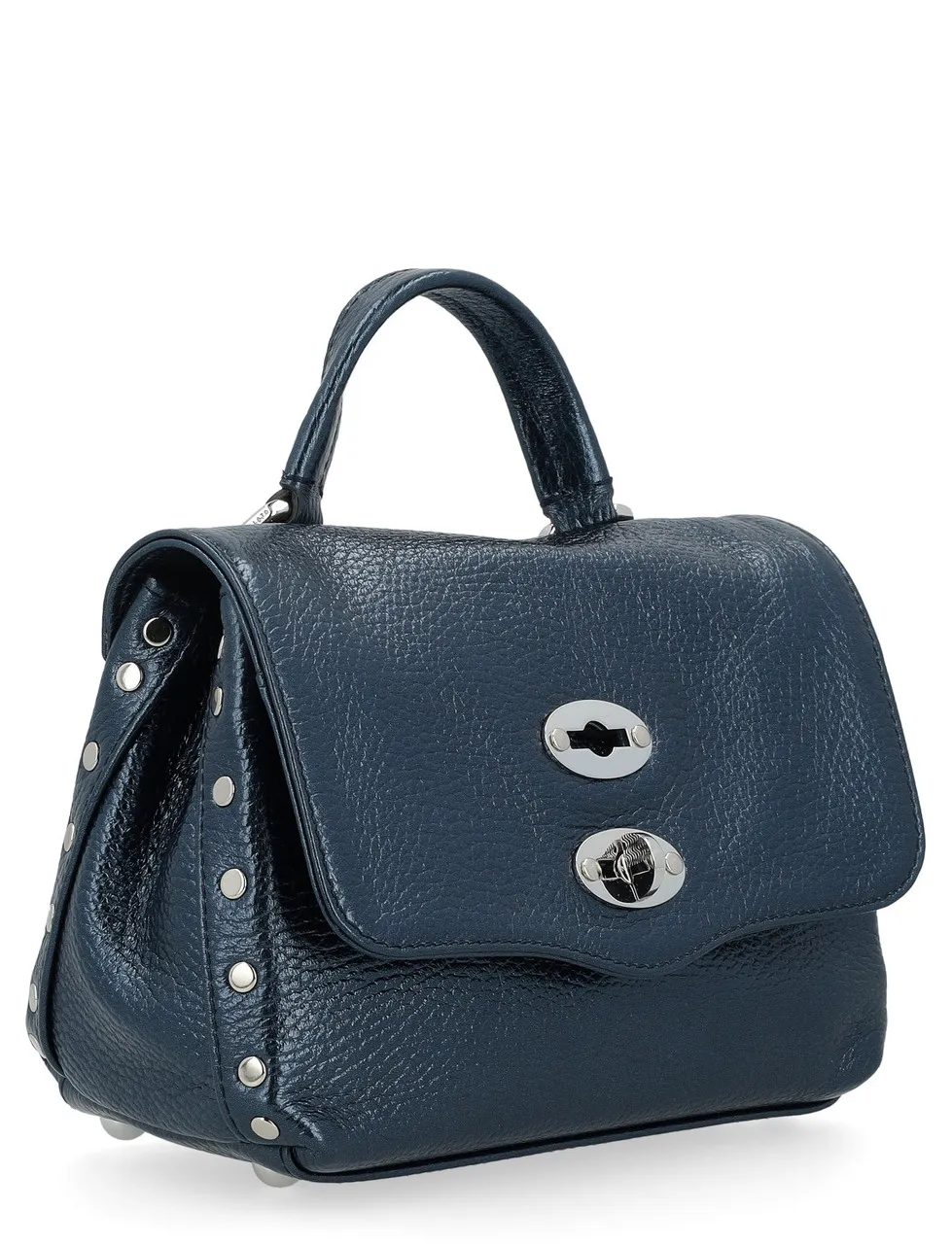 Zanellato Sac Postina Daily Baby en cuir bleu métallisé